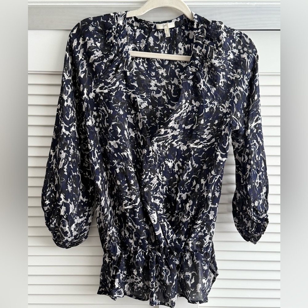 Joie Blue and White Floral Top